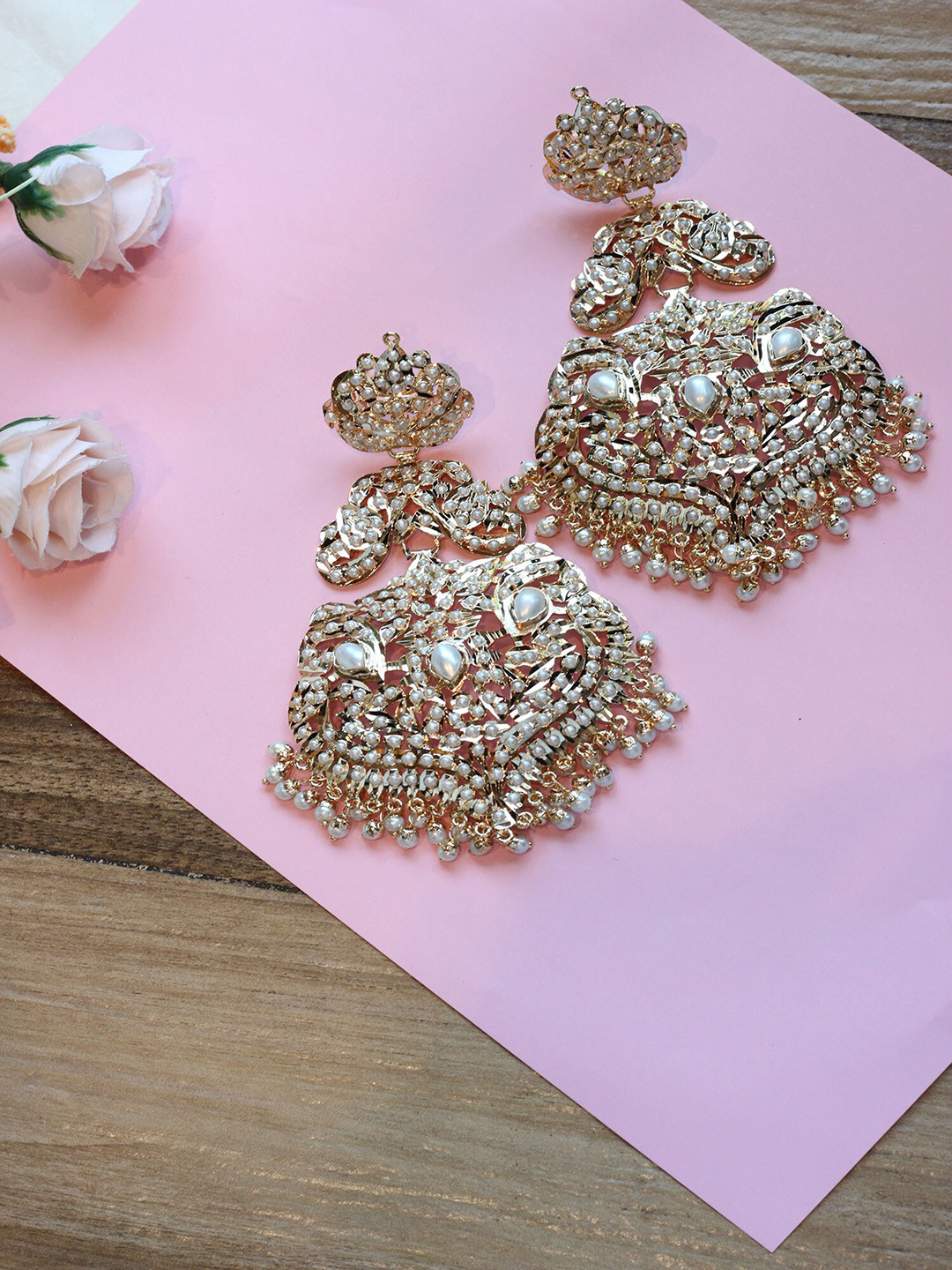 

CURIO COTTAGE Gold-Plated Chandbali Earrings