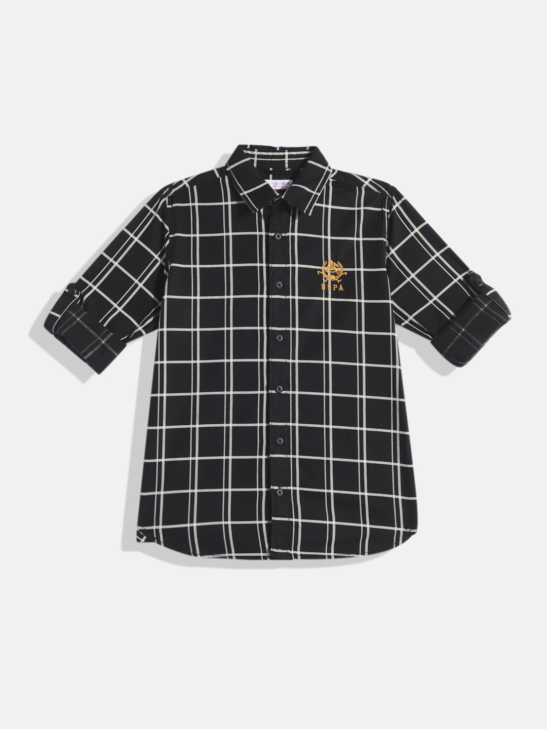 

U.S. Polo Assn. Kids Boys Checked Pure Cotton Casual Shirt, Black