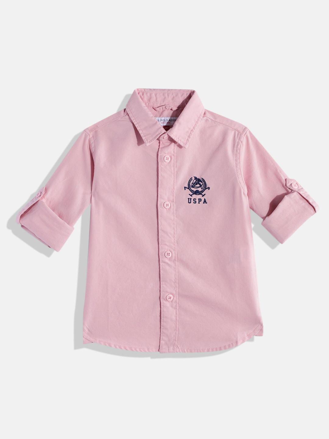 

U.S. Polo Assn. Kids Boys Brand Logo Embroidered Pure Cotton Casual Shirt, Pink