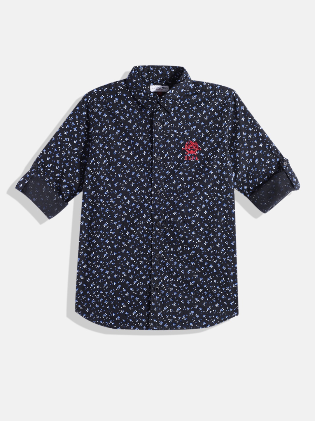 

U.S. Polo Assn. Kids Boys Printed Pure Cotton Casual Shirt, Navy blue