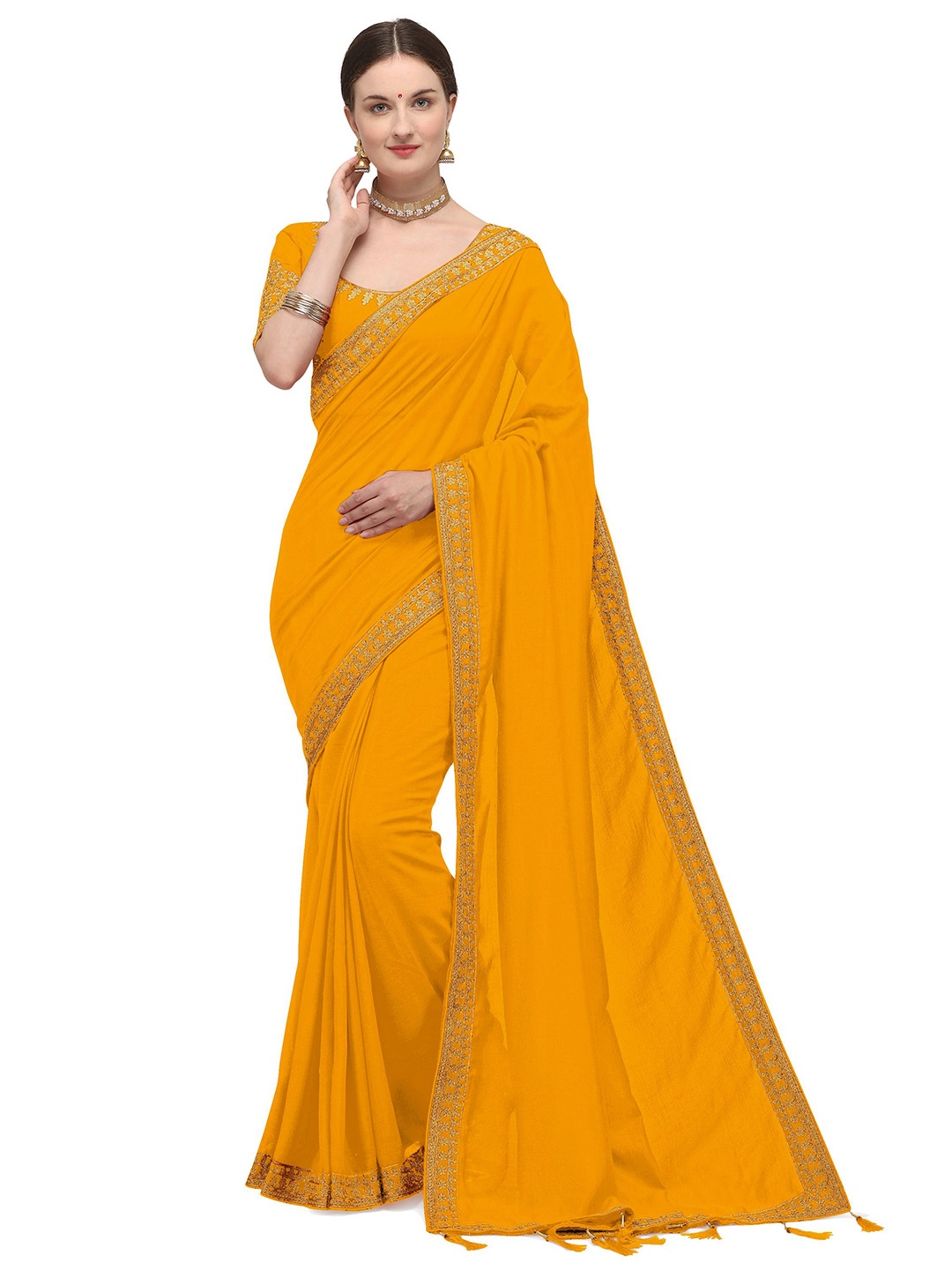 

Nimidiya Embroidered Pure Silk Saree, Yellow