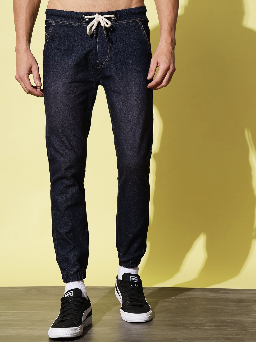 

UNITED DENIM Men Jogger Stretchable Jeans, Navy blue