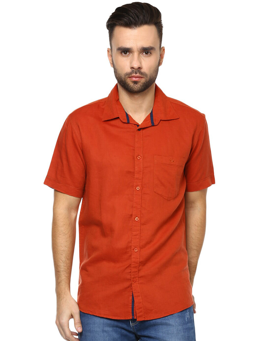 

Crimsoune Club Slim Fit Opaque Casual Shirt, Orange