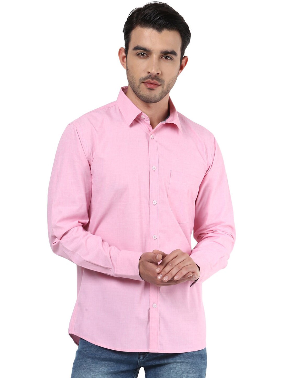 

Crimsoune Club Slim Fit Pure Cotton Casual Shirt, Pink