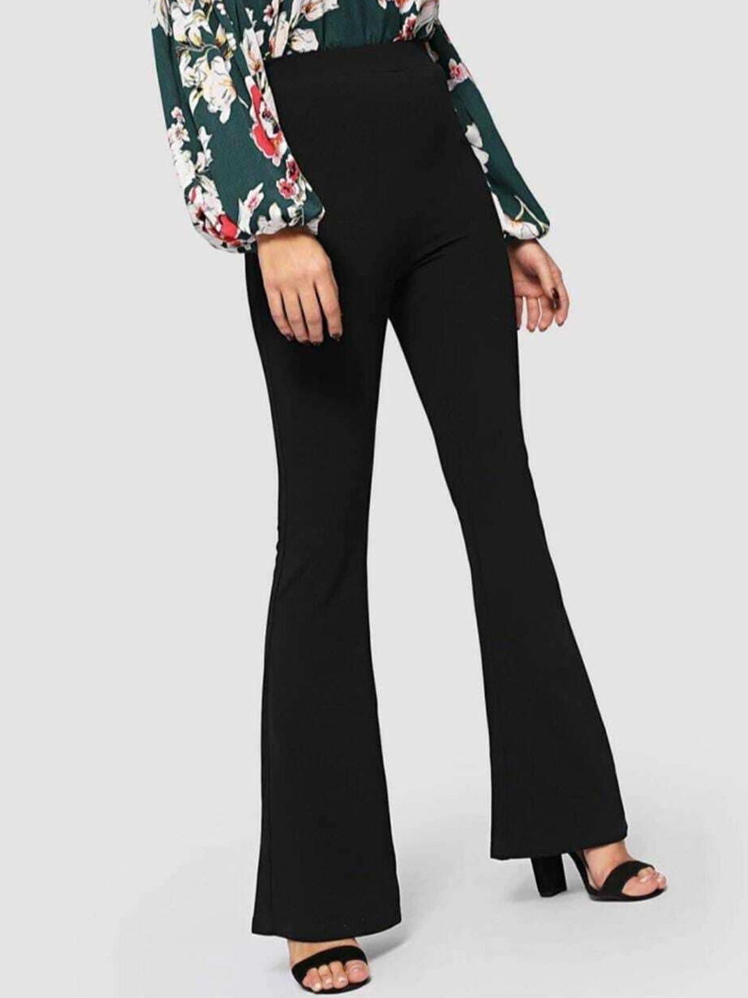 

BROADSTAR Women Black Flared High-Rise Easy Wash Trousers