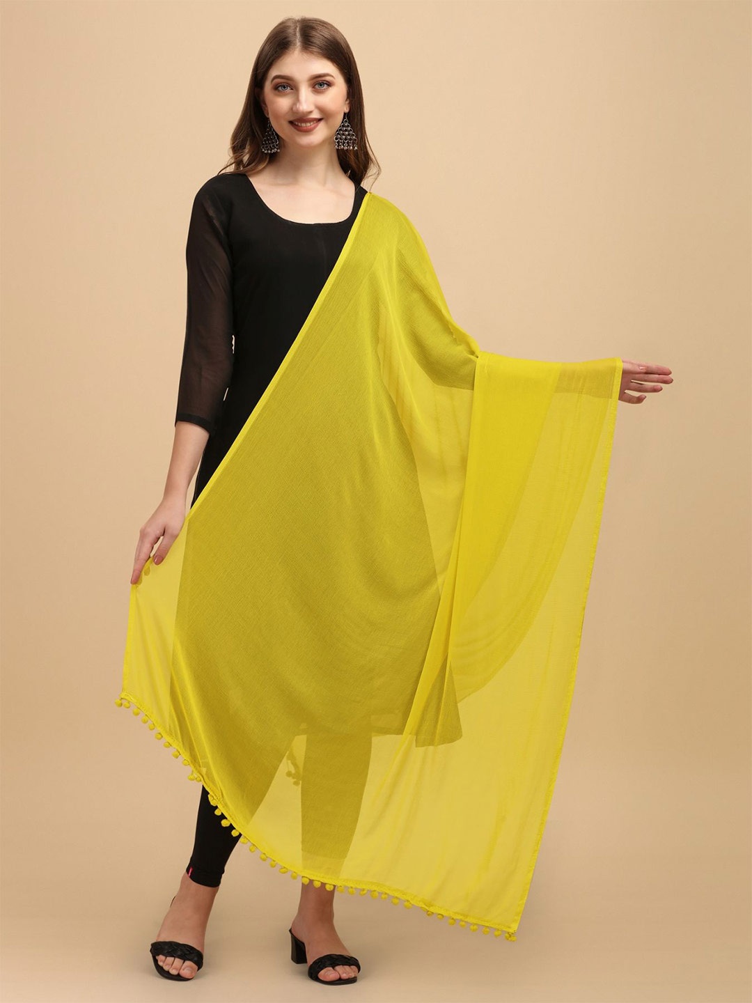 

Nimidiya Dupatta With taping Border, Yellow