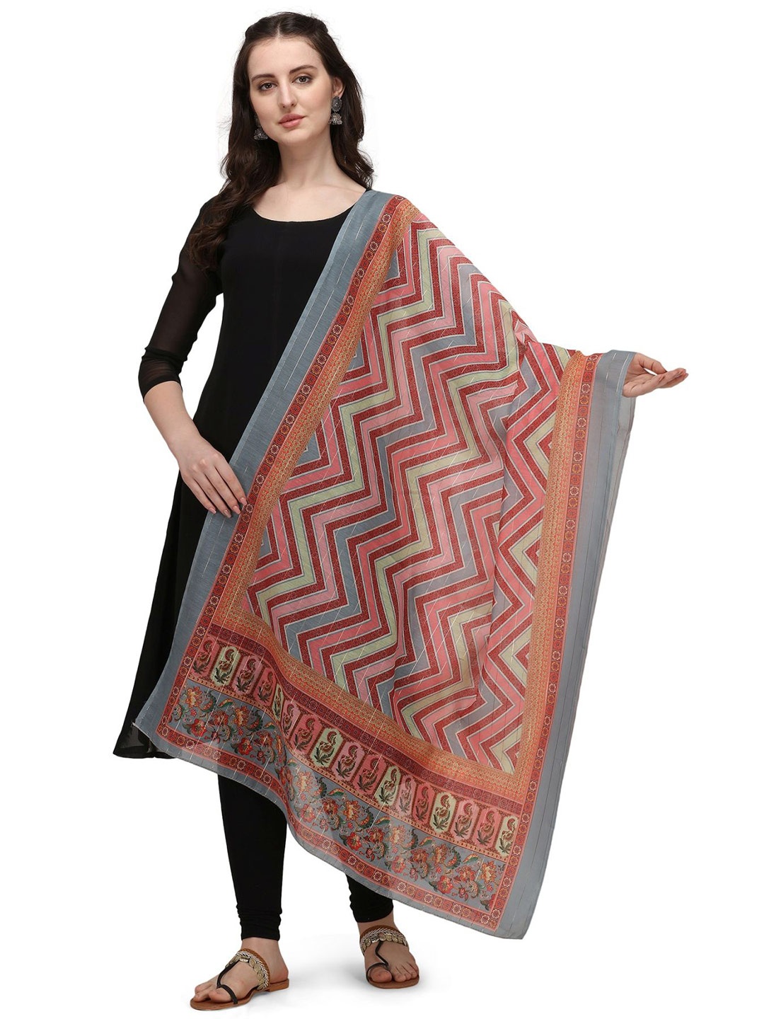 

Nimidiya Printed Ikat Cotton Dupatta, Brown