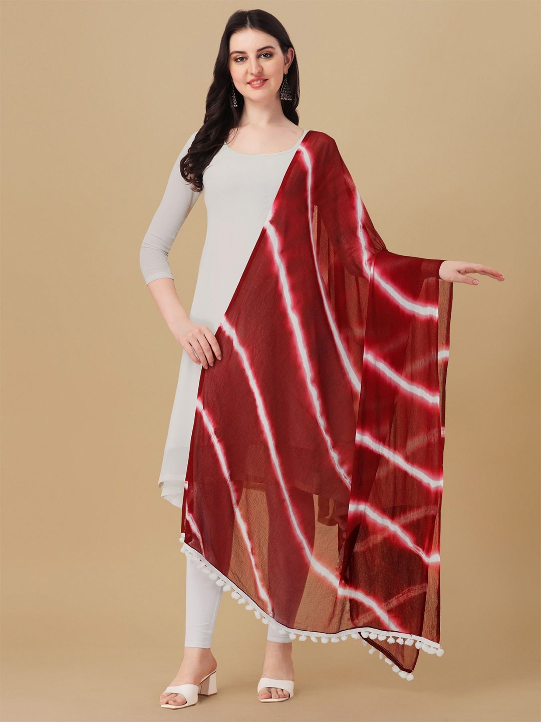 

Nimidiya Leheriya Dyed Dupatta, Maroon