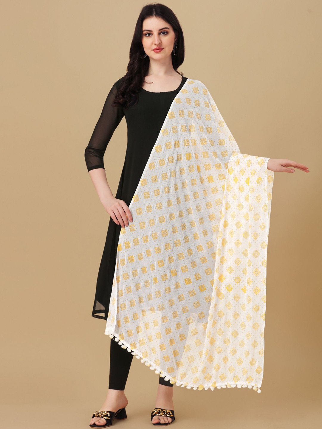 

Nimidiya Ethnic Motifs Printed Dupatta, Off white