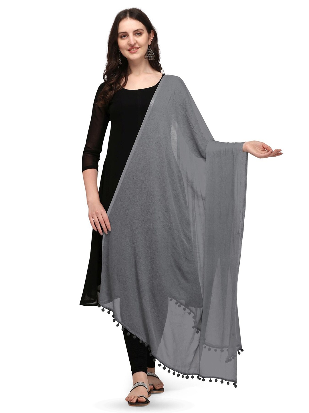 

Nimidiya Dupatta With taping Border, Grey