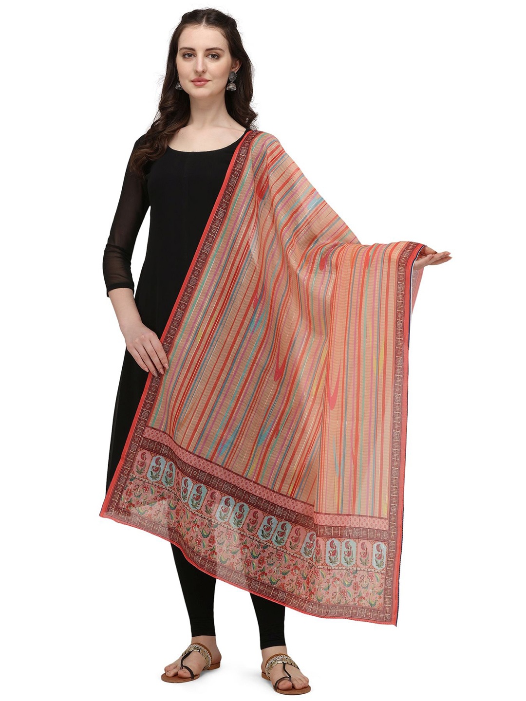 

Nimidiya Ethnic Motif Printed Cotton Dupatta, Orange