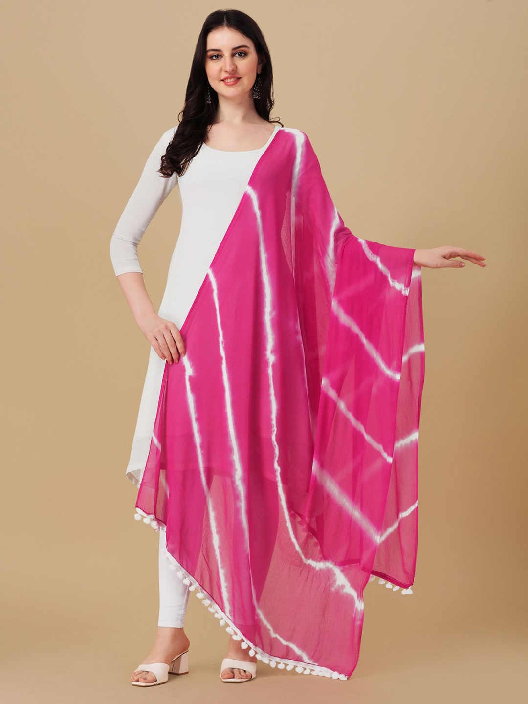 

Nimidiya Leheriya Dyed Dupatta, Pink