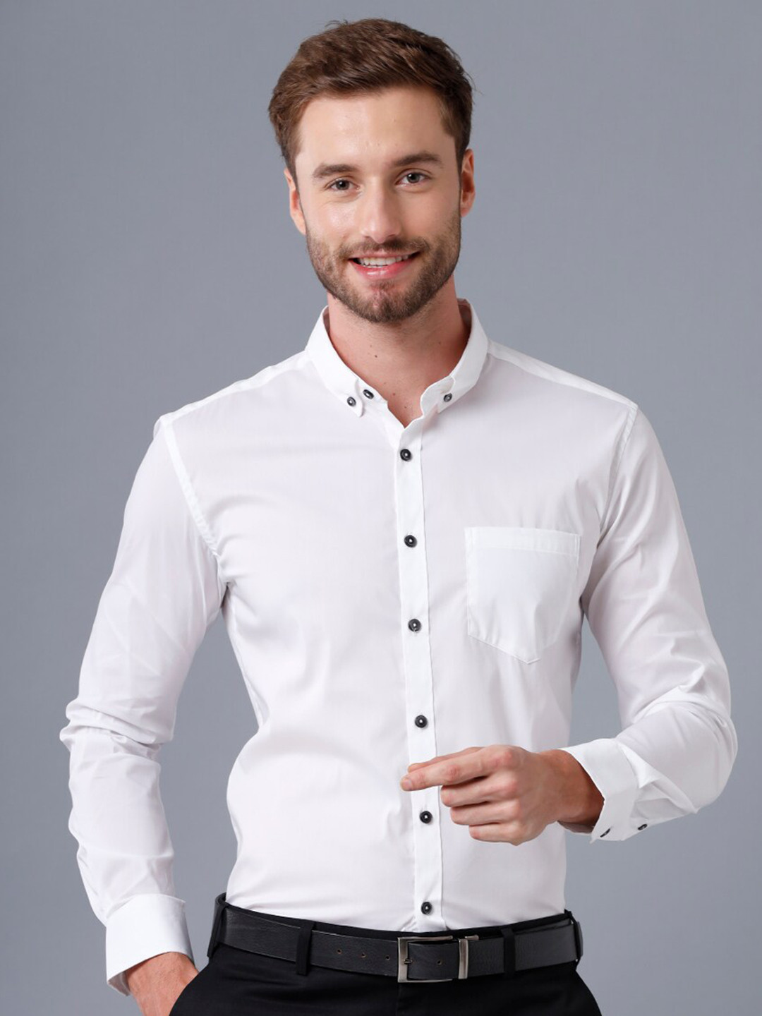 

YOVISH Men Comfort Cotton Formal Shirt, White