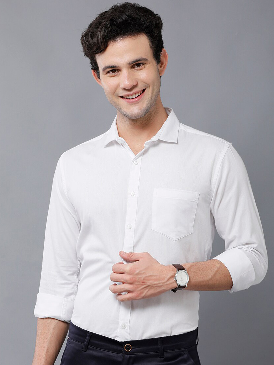 

YOVISH Men Cotton Smart Slim Fit Opaque Formal Shirt, White