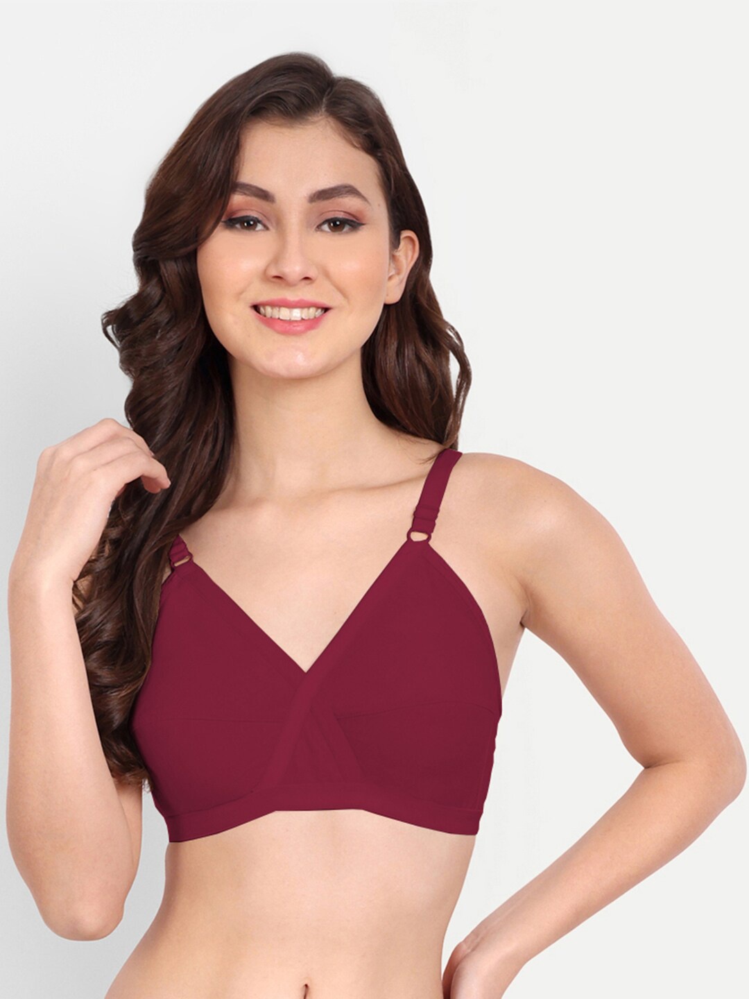 

FIMS Non Padded Dry Fit All Day Comfort Non-Wired Everyday Bra, Burgundy