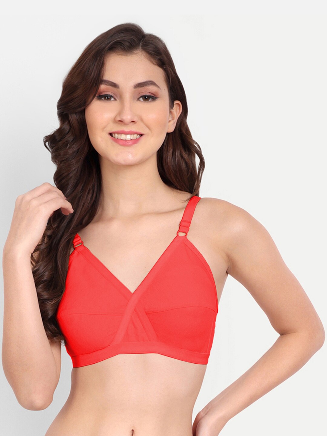 

FIMS Non Padded Dry Fit All Day Comfort Non-Wired Everyday Bra, Orange