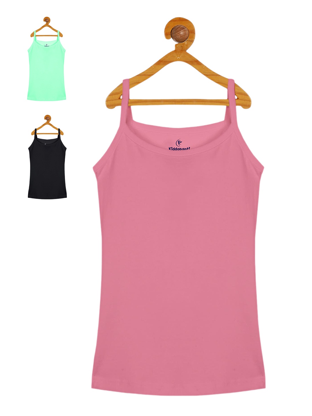 

KiddoPanti Girls Pack Of 3 Non-Padded Pure Cotton Camisoles, Rose
