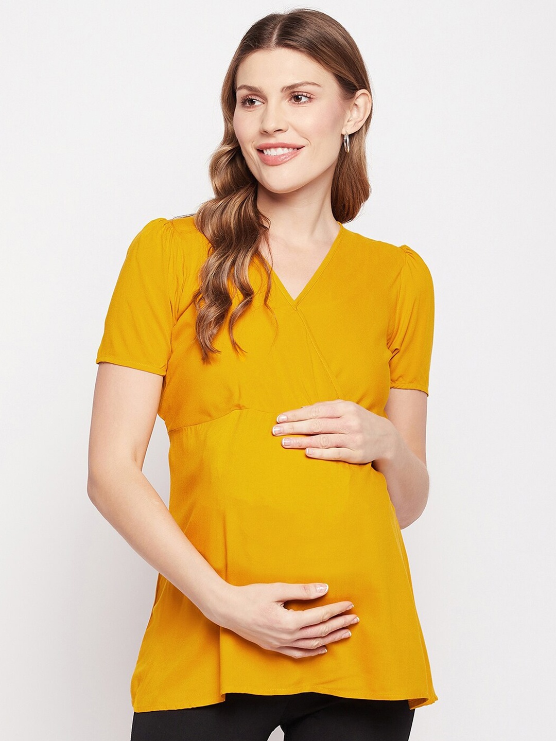

NABIA V-Neck A-Line Maternity & Nursing Top, Mustard