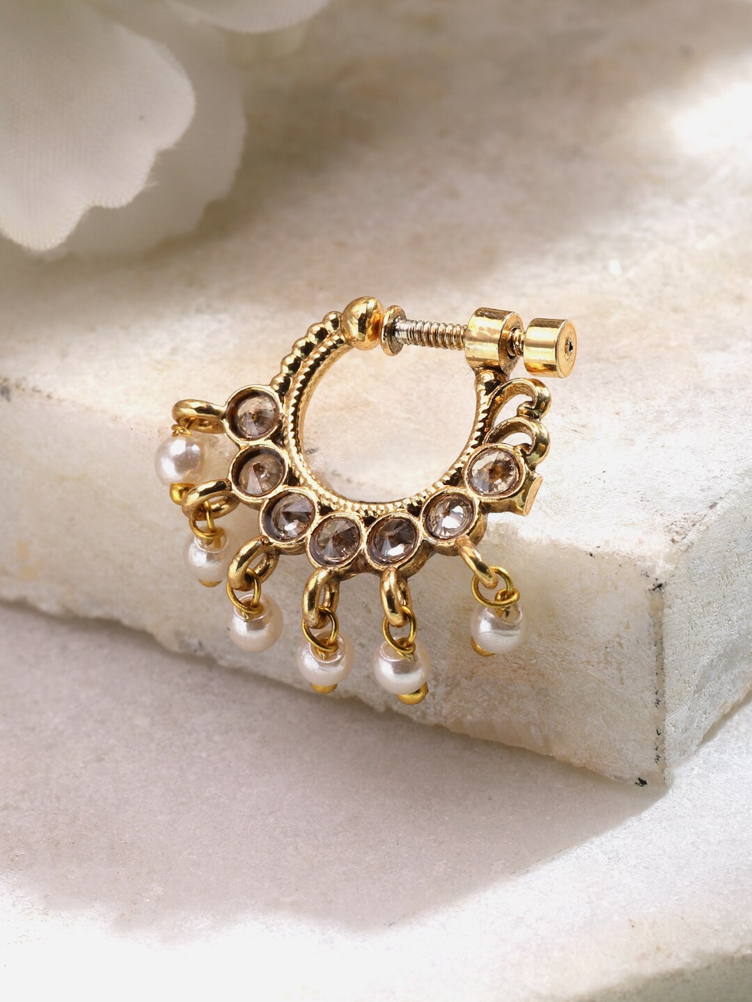 

Sanjog Gold-Plated Stone Studded Nosepin