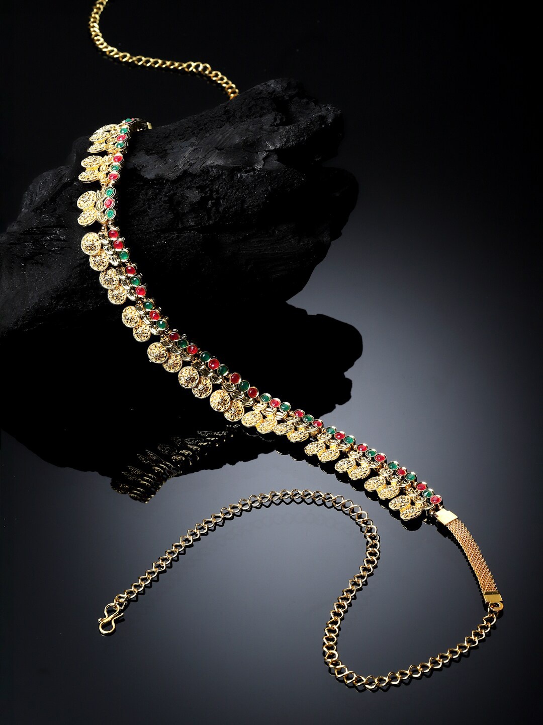 

Sanjog Artificial Stone Studded & Beaded Kamarband, Gold