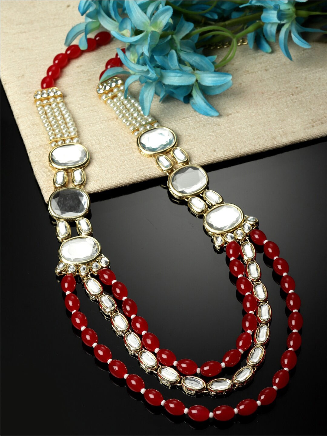 

Sanjog Gold-Plated Layered Kundan Studded Necklace