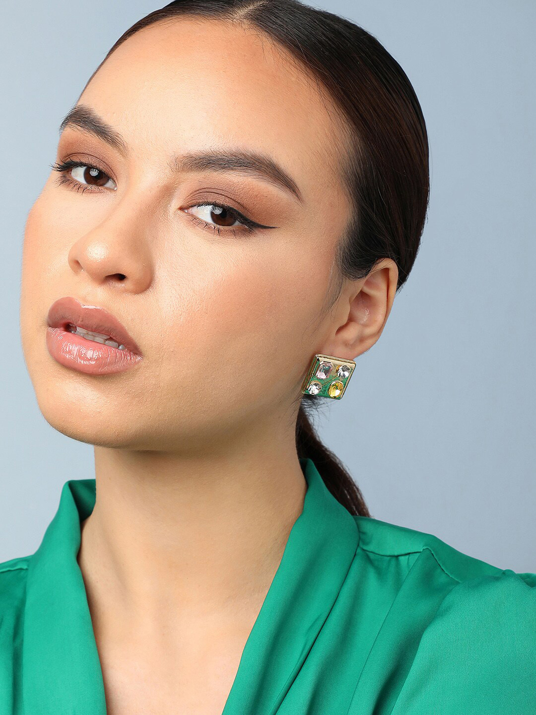 

SOHI Gold-Plated Contemporary Studs Earrings