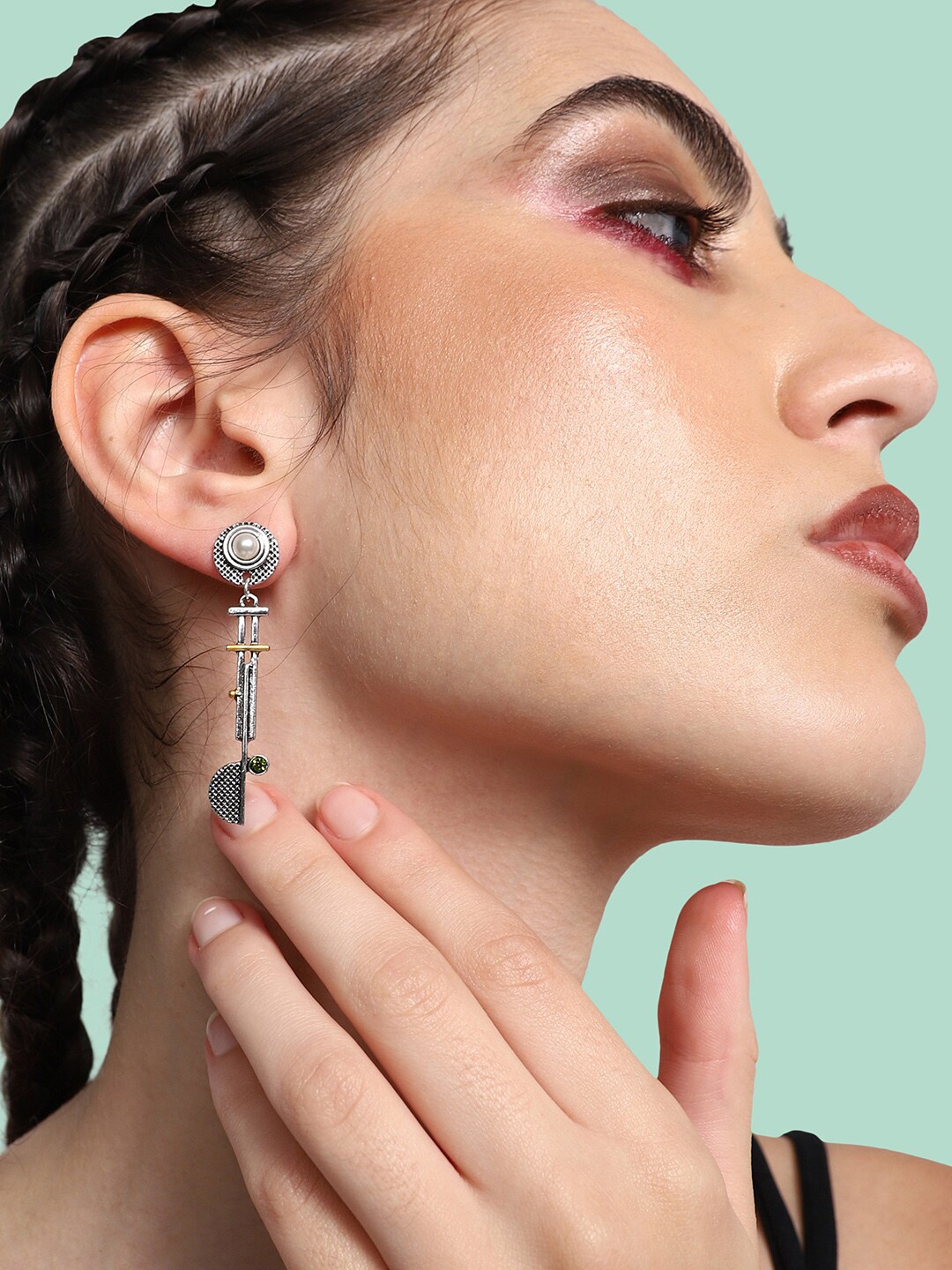 

SOHI Silver-Plated Drop Earrings