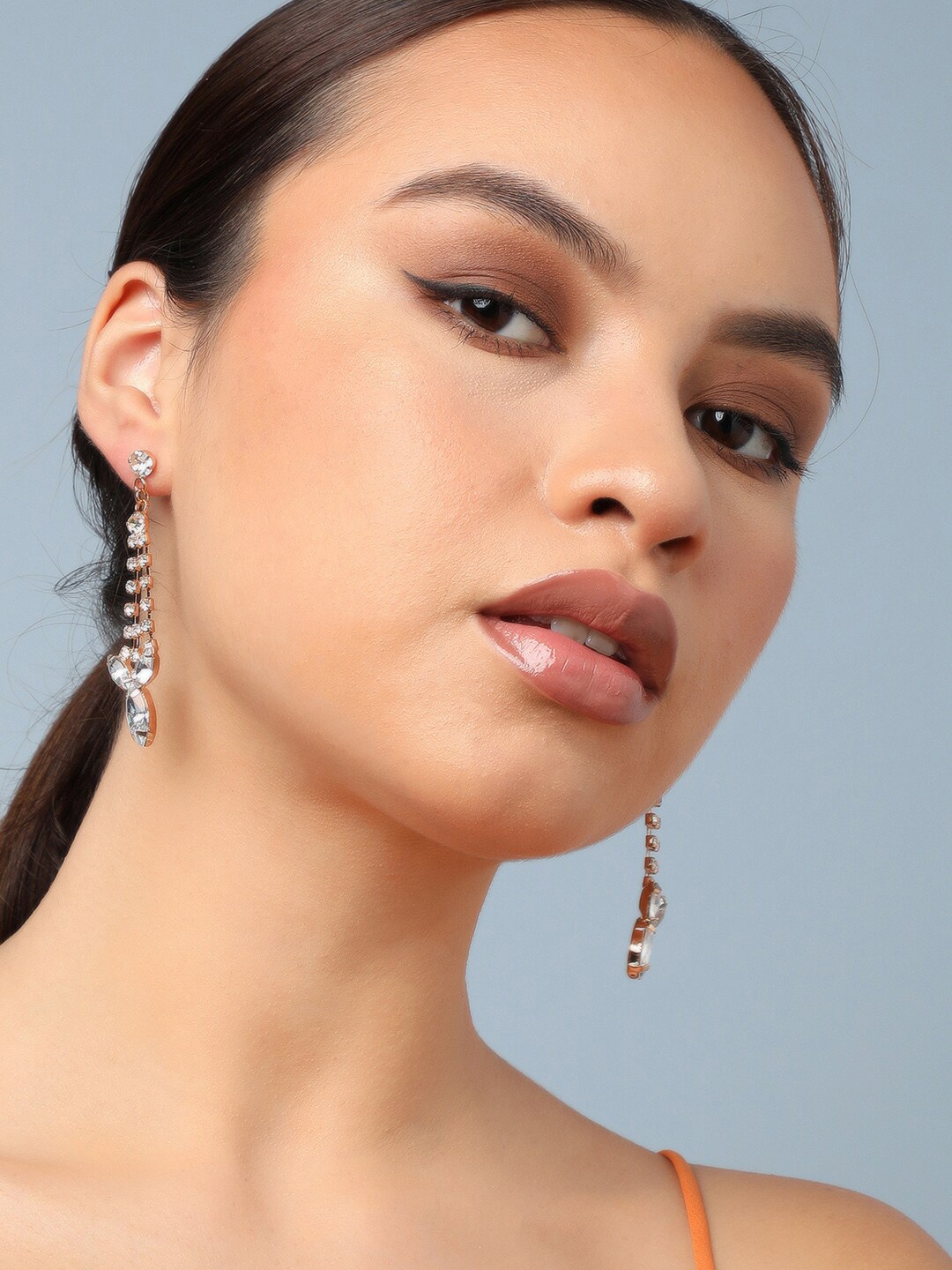 

SOHI Gold-Plated Contemporary Drop Earrings