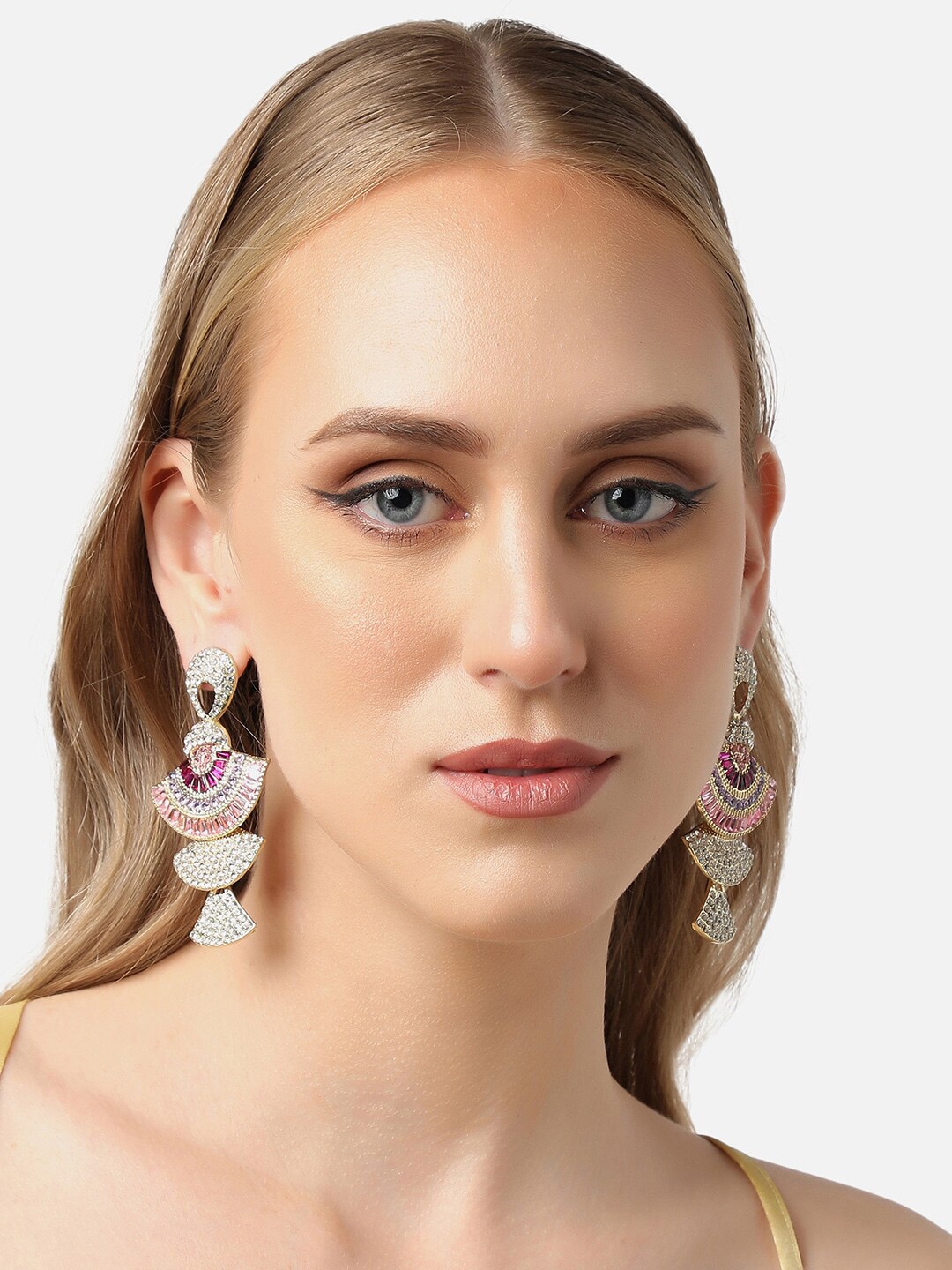 

SOHI Gold-Plated Contemporary Chandbalis Earrings