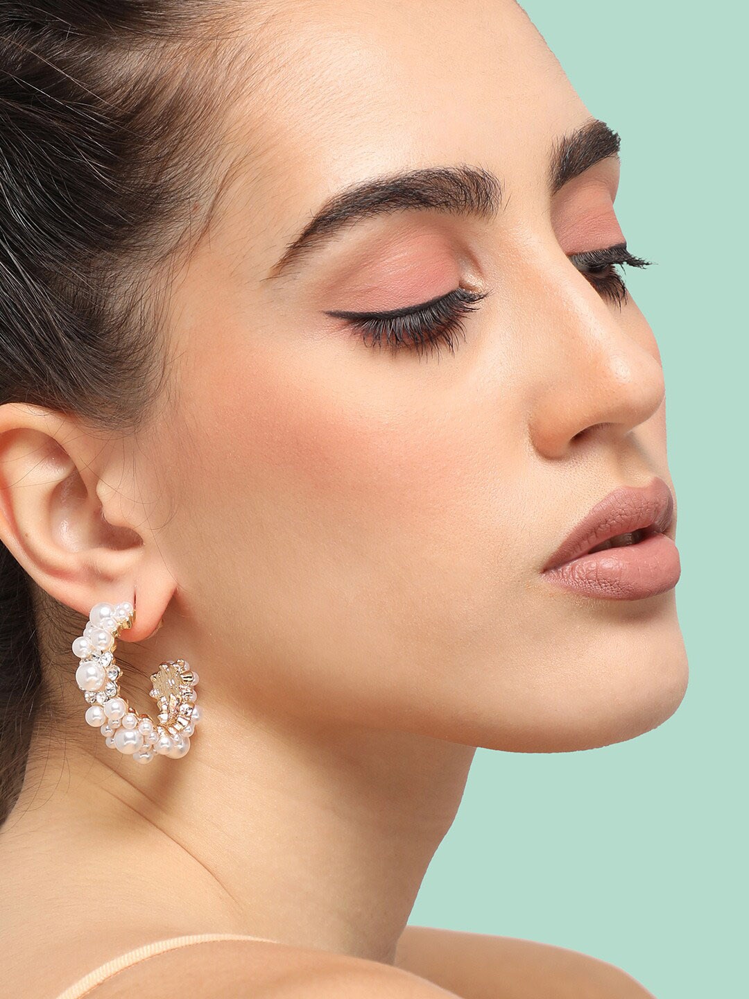 

SOHI Gold-Plated Contemporary Half Hoop Earrings