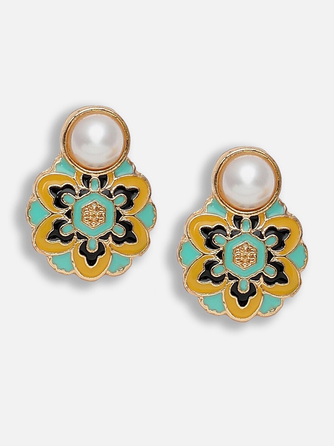 

SOHI Gold-Plated Contemporary Drop Earrings