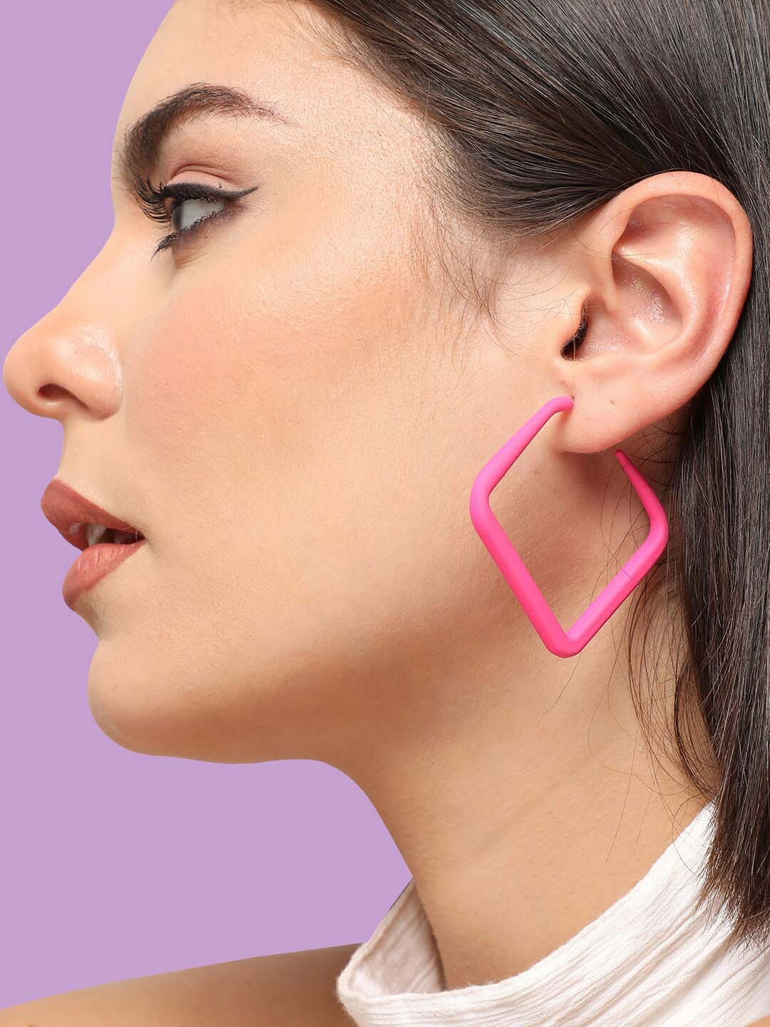 

SOHI Square Half Hoop Earrings, Pink