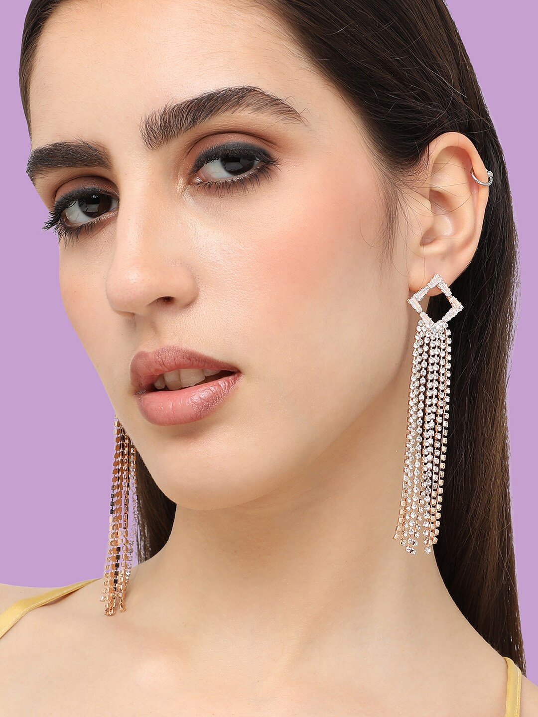 

SOHI Silver-Plated Contemporary Drop Earrings