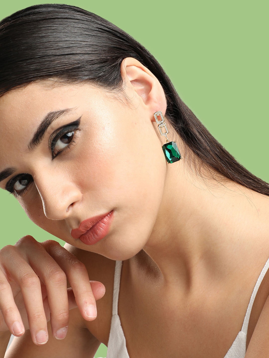 

SOHI Gold-Plated Contemporary Drop Earrings