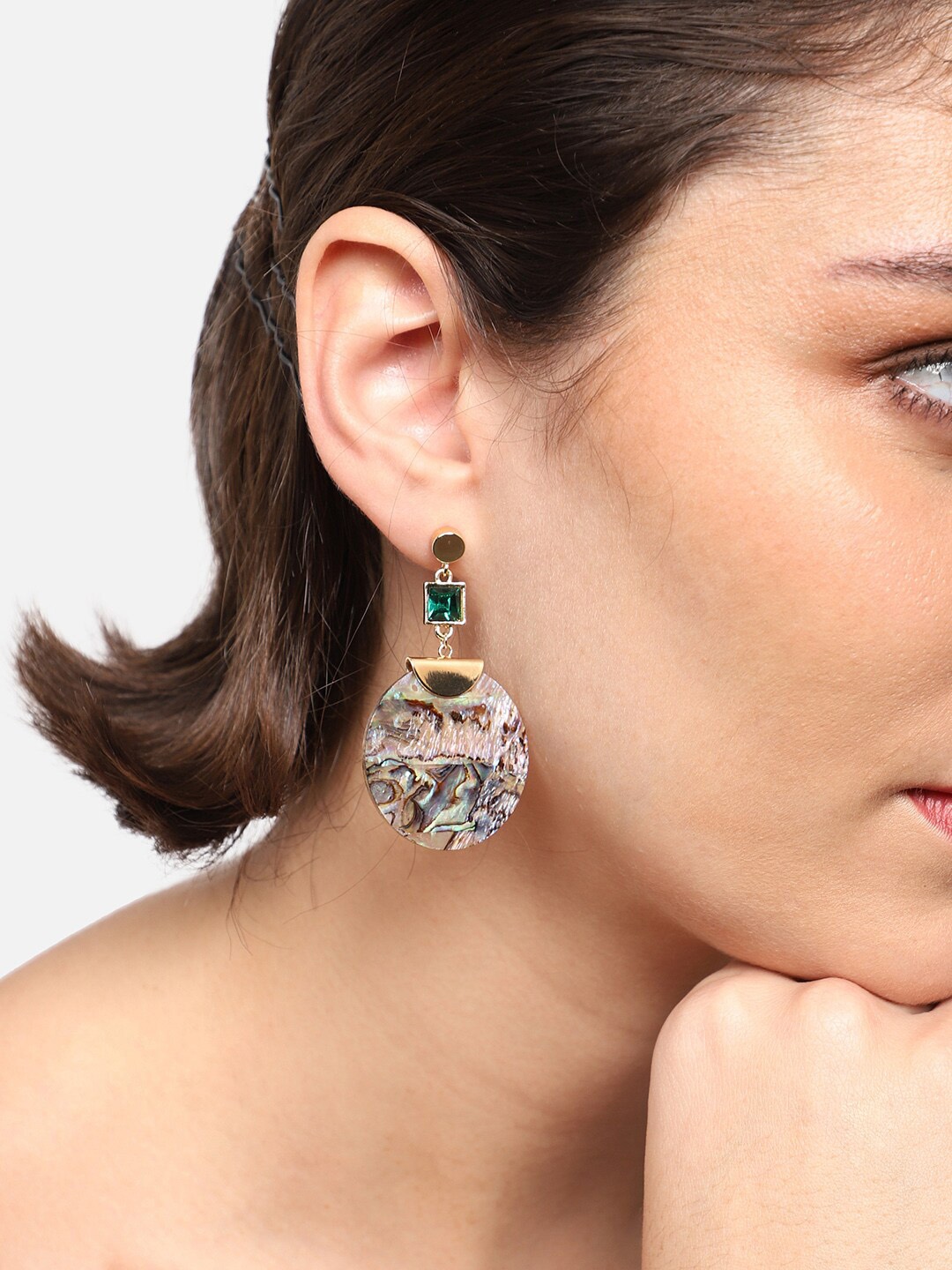 

SOHI Gold-Plated Contemporary Drop Earrings