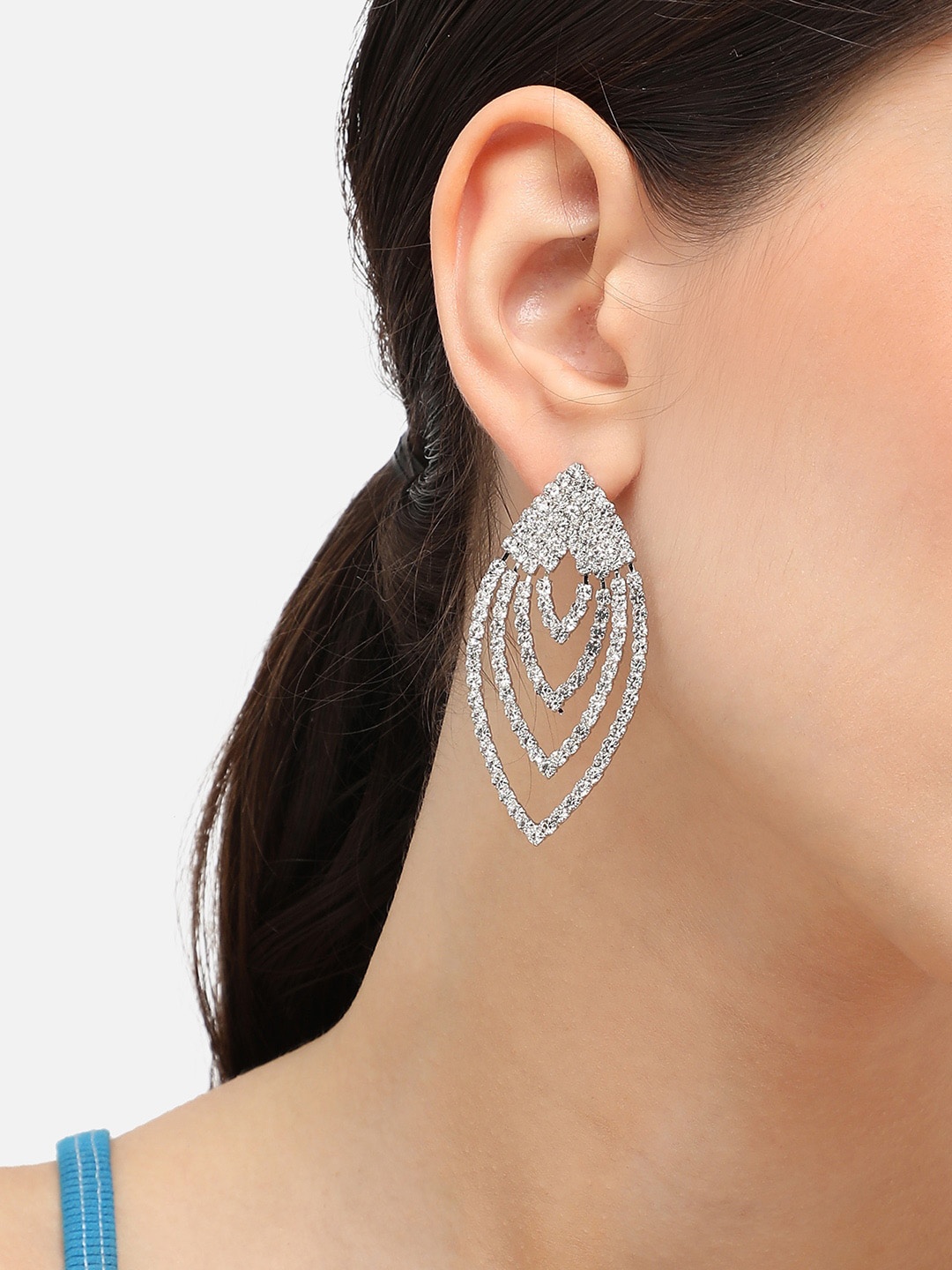 

SOHI Silver-Plated Contemporary Drop Earrings