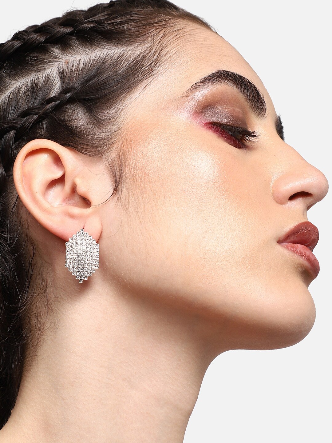 

SOHI Silver-Plated Contemporary Drop Earrings