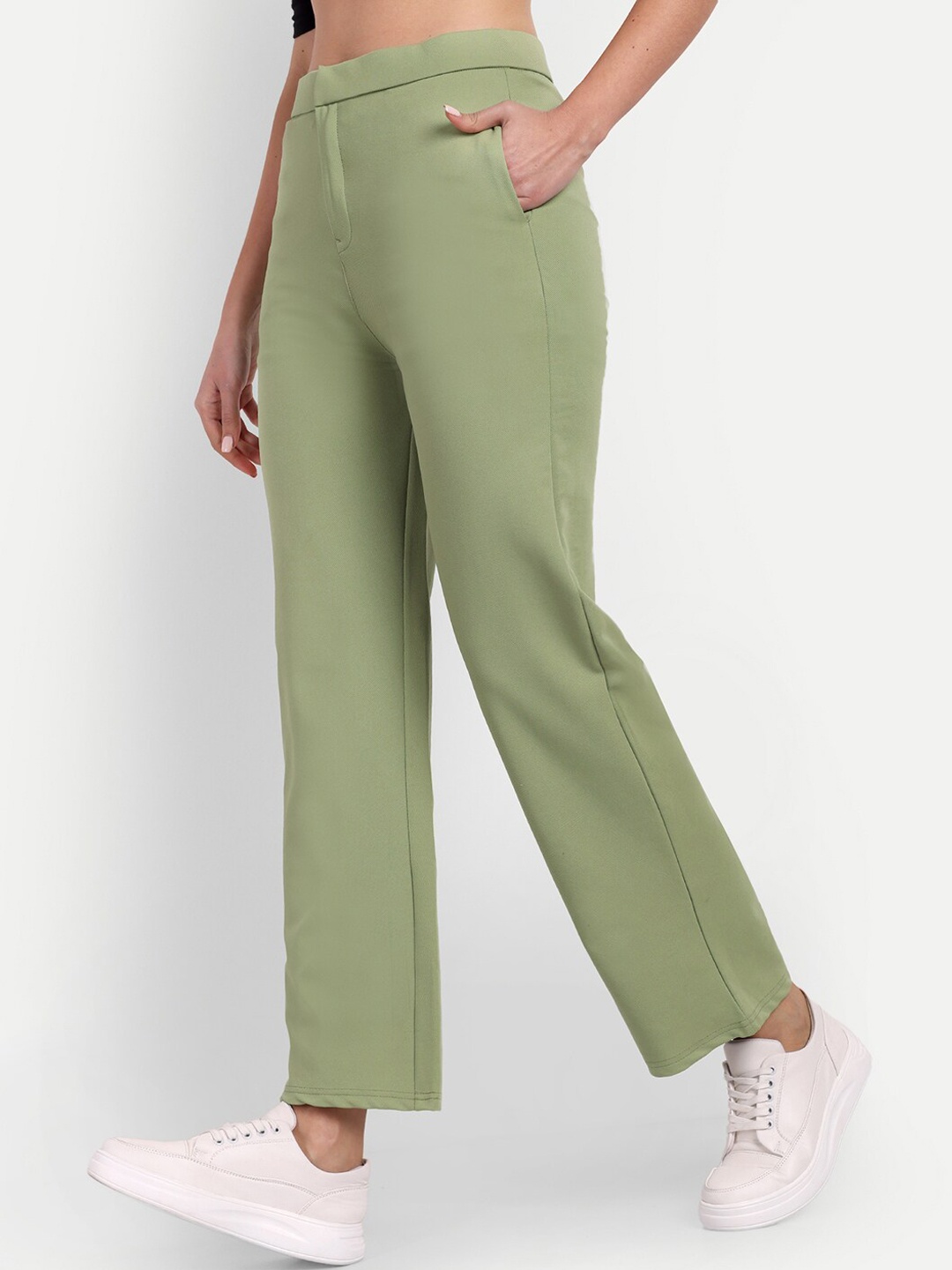 

Next One Women High-Rise Straight Fit Trousers, Green