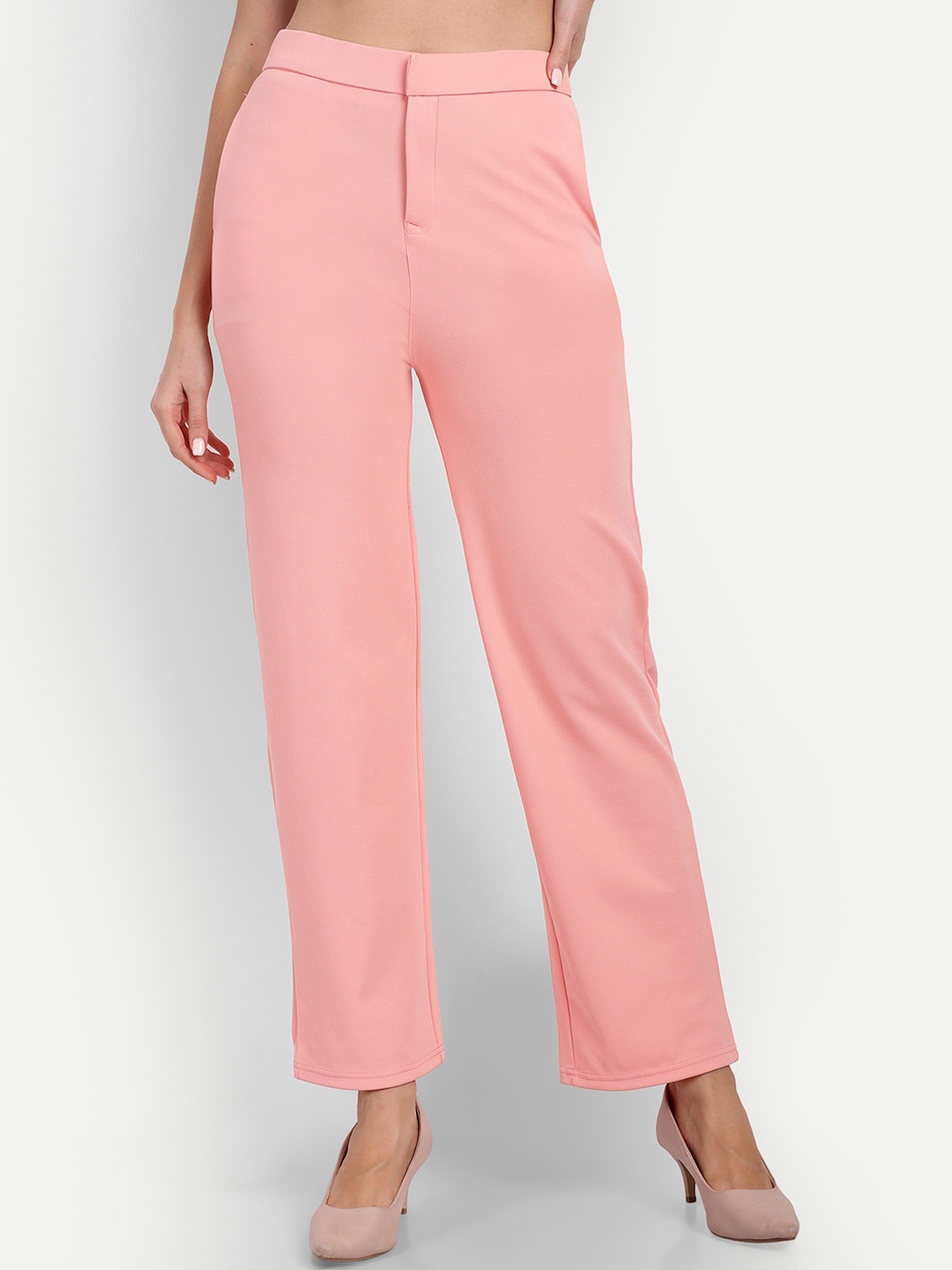 

Next One Women Straight Fit High-Rise Easy Wash Parallel Trousers, Pink