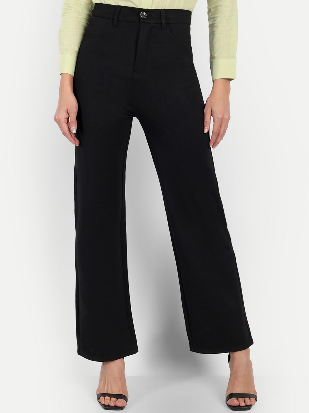 

Next One Women Wide Leg High-Rise Formal Trousers, Black