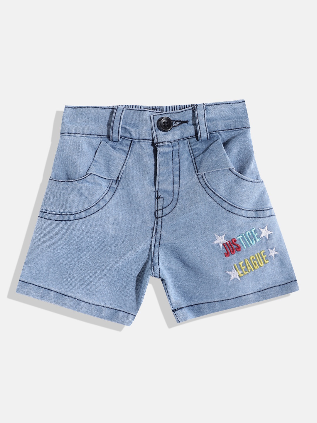 

Eteenz Boys Justice League Embroidered Denim Shorts, Blue