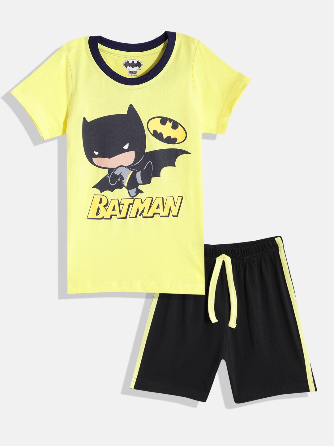 

Eteenz Infant Boys Batman Print Premium Cotton T-shirt with Shorts, Yellow