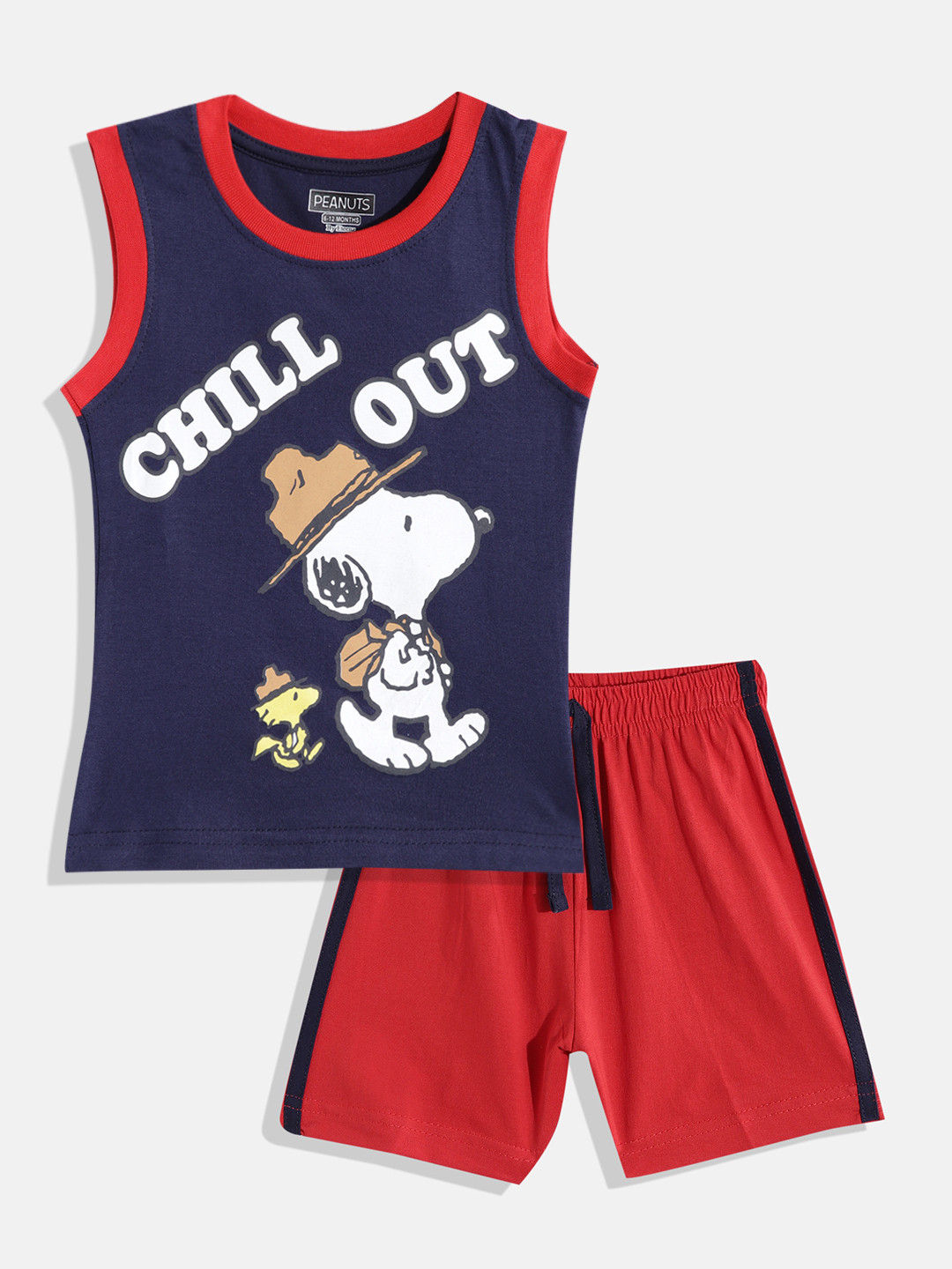 

Eteenz Infant Boys Premium Cotton Peanuts Print T-shirt With Shorts, Navy blue