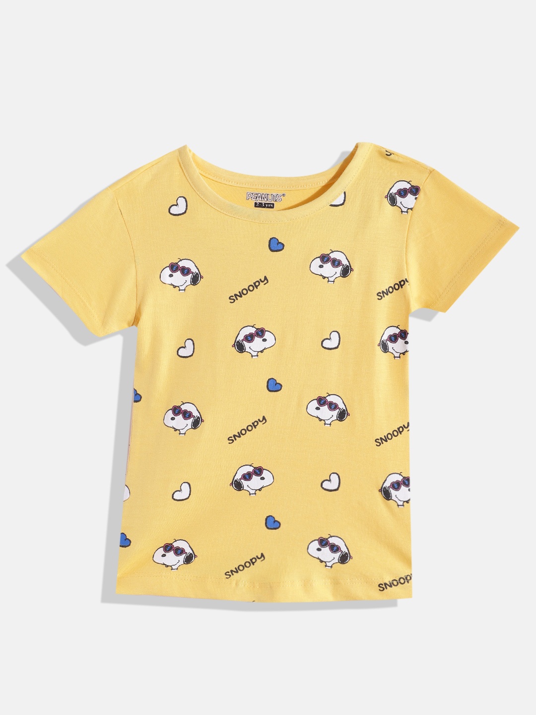 

Eteenz Girls Premium Cotton Snoopy Printed T-shirt, Yellow