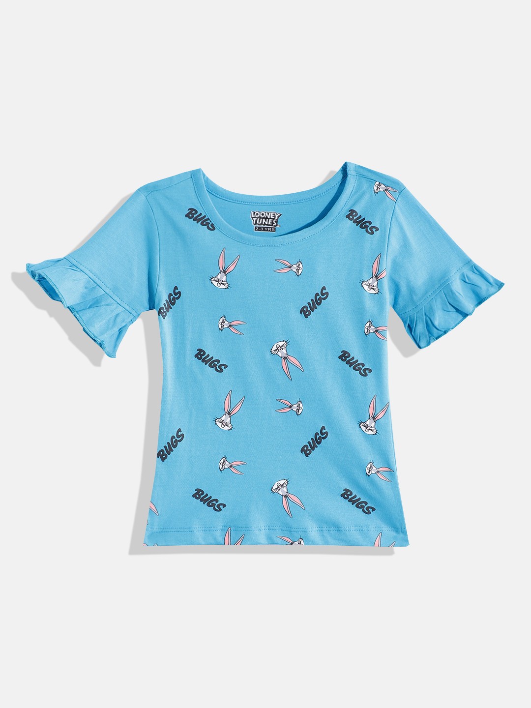 

Eteenz Girls Premium Cotton Bugs Bunny Printed Top, Turquoise blue