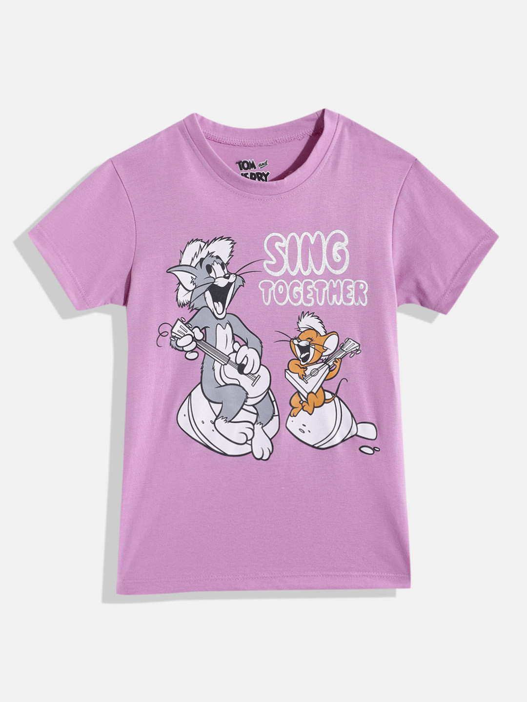 

Eteenz Girls Premium Cotton Tom & Jerry Printed T-shirt, Violet