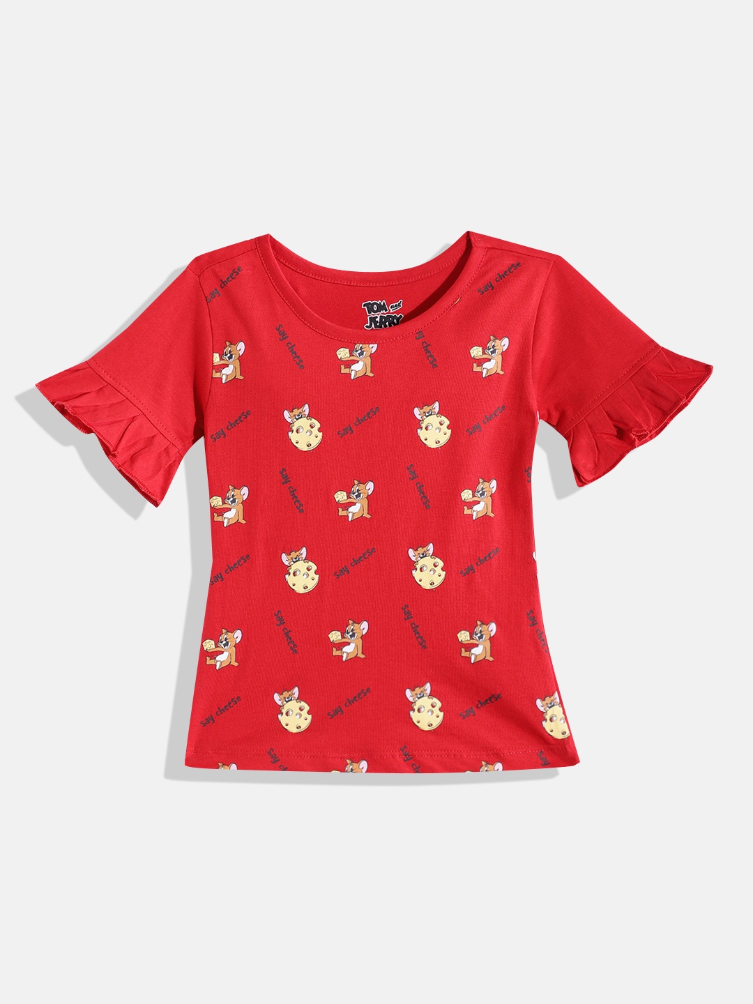 

Eteenz Girls Premium Cotton Tom & Jerry Printed Top, Red