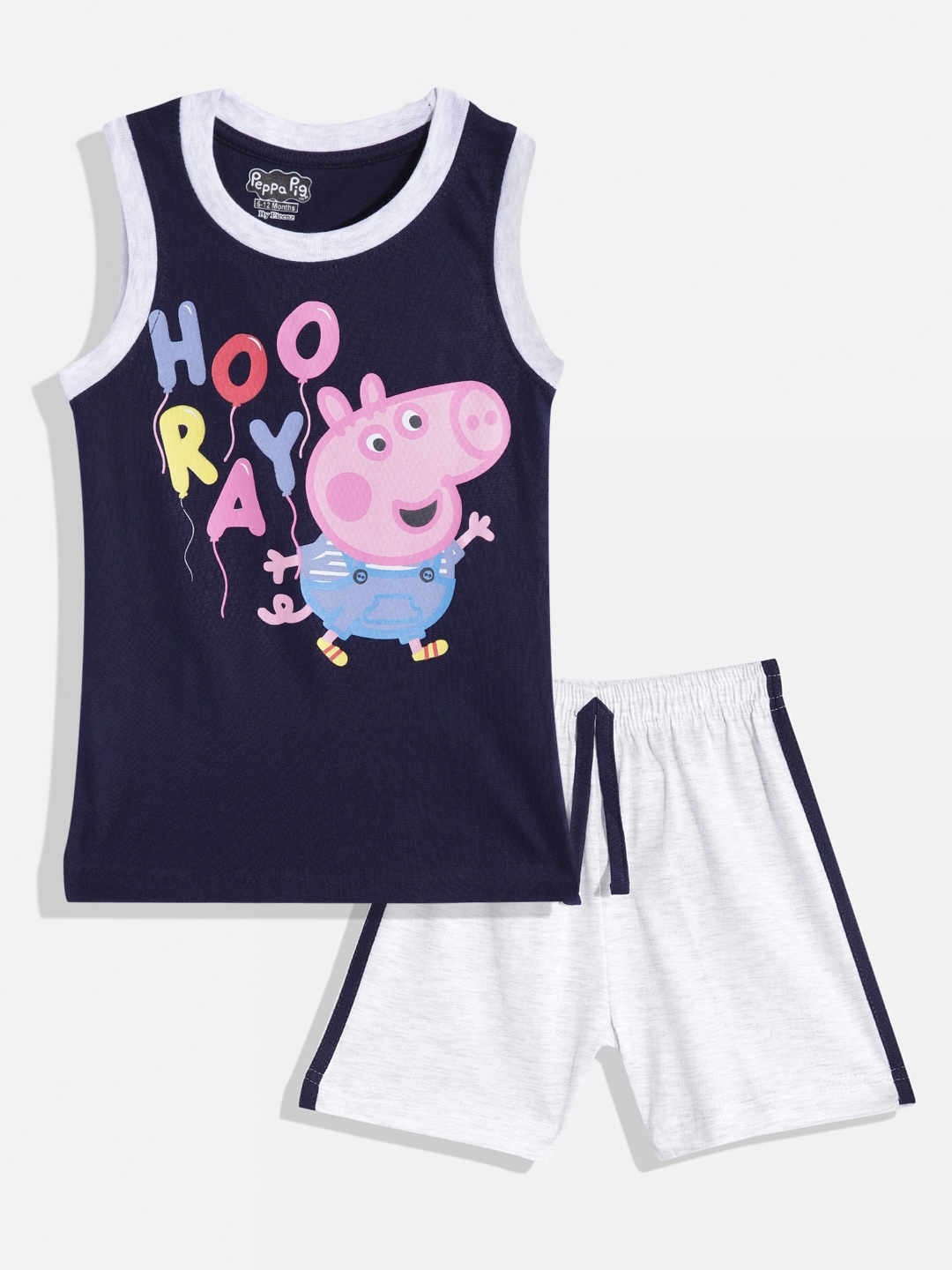 

Eteenz Infant Boys Premium Cotton Peppa Pig Print T-shirt With Shorts, Navy blue