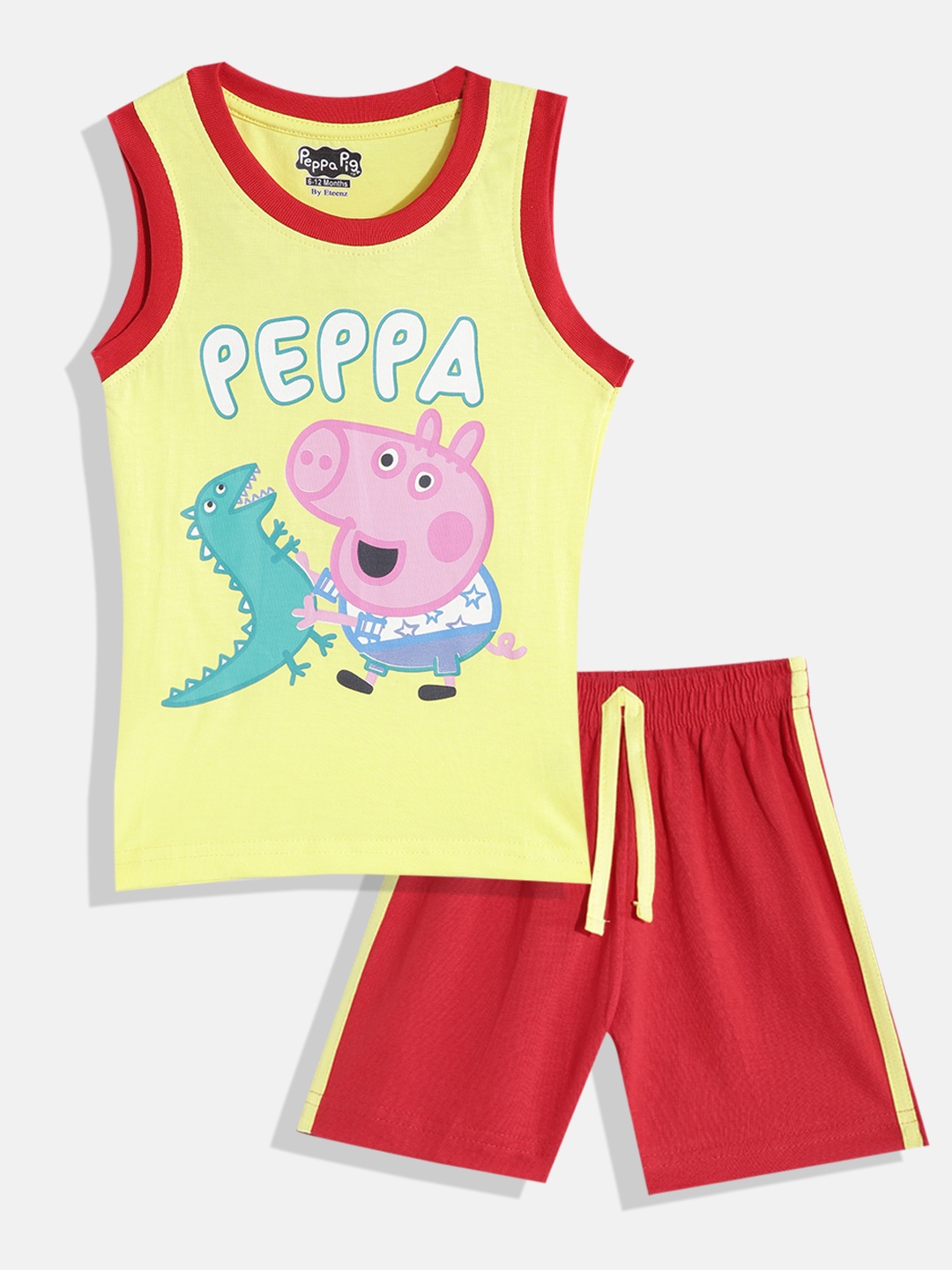 

Eteenz Infant Boys Premium Cotton Peppa Pig Print T-shirt With Shorts, Yellow