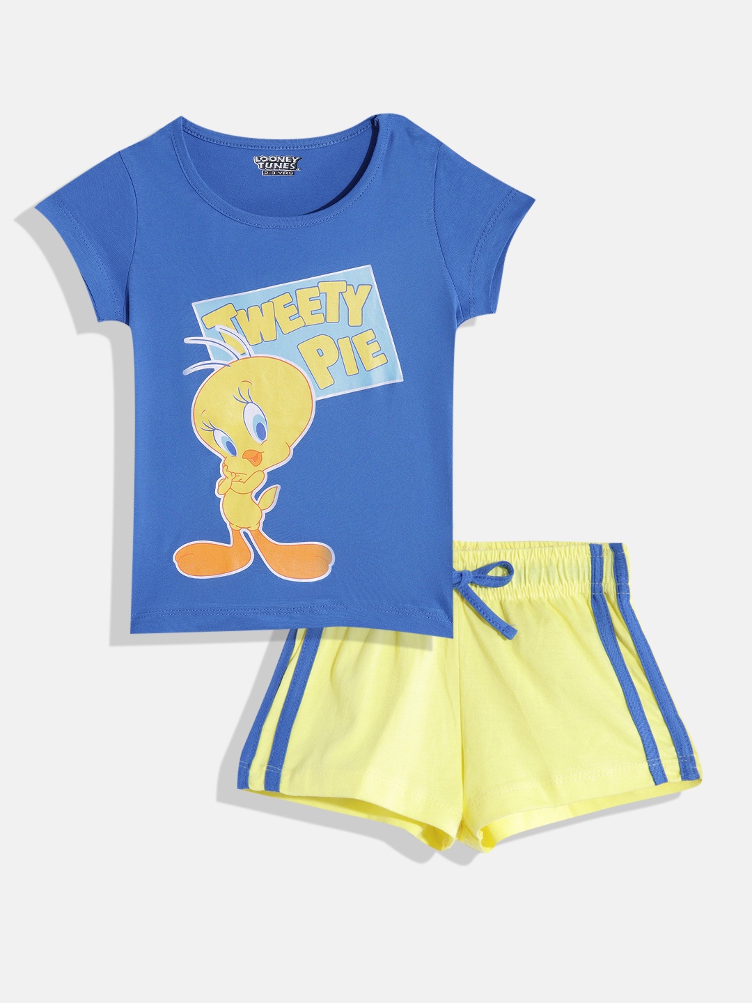 

Eteenz Girls Tweety Print Premium Cotton T-shirt & Shorts, Blue